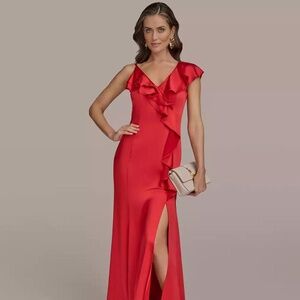 Donna Karan New York Women's Ruffle V-neck Satin Sleeveless (Originally $299)